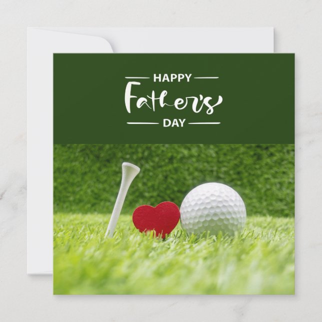 Happy Father's Day to golf Dad in green with love  (Front)