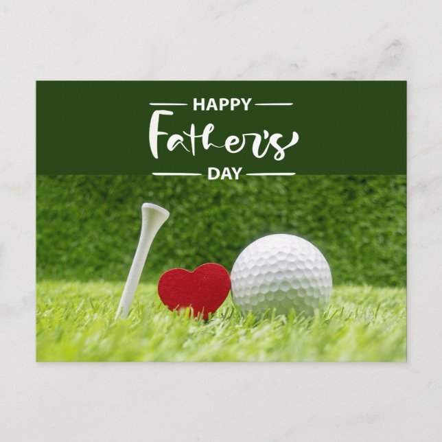 Happy Father's Day to golf Dad in green with love Postcard (Front)