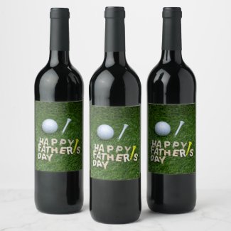 Happy father's day to golfer with golf ball wine label