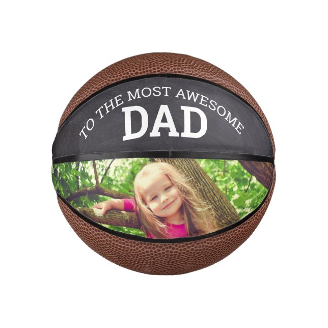 Happy Father's Day To Most Awesome Dad Photo Mini Basketball (Front)
