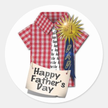 Happy Fathers Day To My #1 Dad Classic Round Sticker by gravityx9 at Zazzle