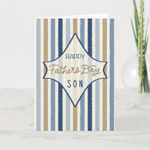 Happy Father's Day to Son Distressed Blue Stripes  Card