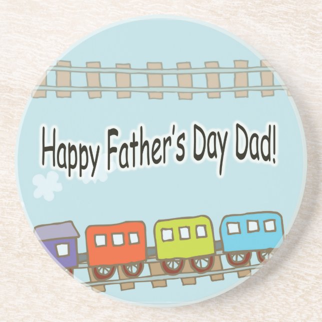 Happy Fathers Day Train Drink Coaster (Front)