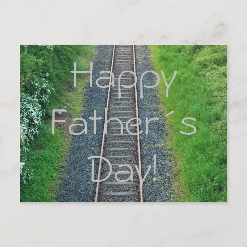 Happy Fathers Day Train Track Railway in Nature Postcard