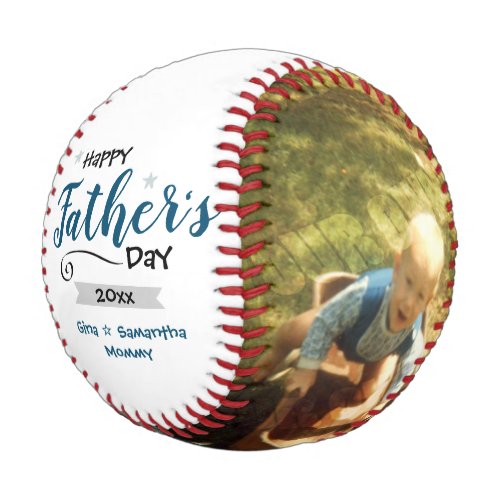 Happy Fathers Day Two Photo Baseball