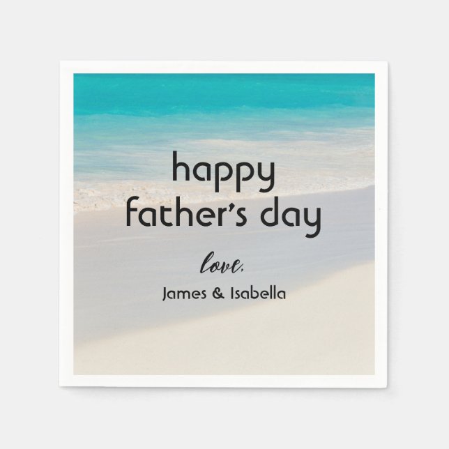 "Happy Father's Day" Typography Beach Paper Napkin (Front)