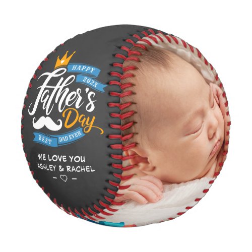 Happy Fathers Day Typography Dark Gray Baseball