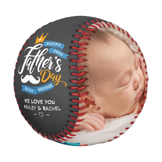 Happy Father's Day Typography Dark Gray Baseball (Angled)