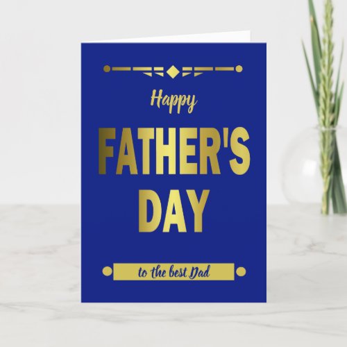 Happy Fathers Day Typography Gold Holiday Card