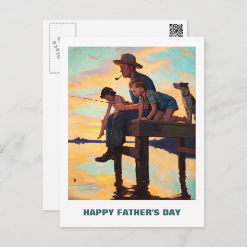 Happy Fathers Day Vintage Art  Postcard