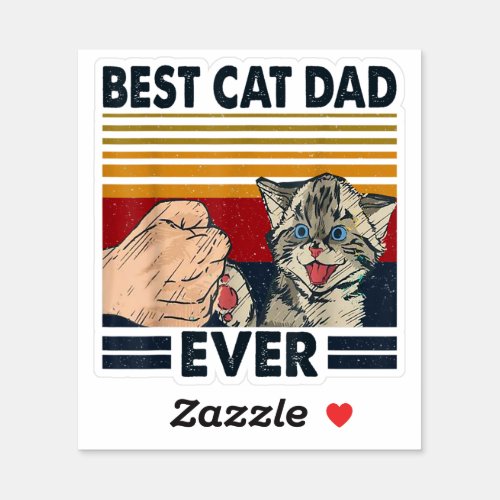 Happy Fathers Day Vintage Best Cat Dad Ever Sticker