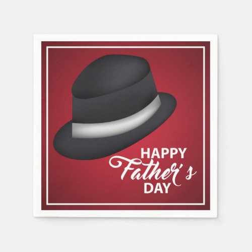 Happy Fathers Day Vintage Gentlemens Hat Red Napkins