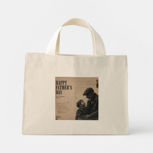 Happy Father's Day Vintage Letter and Grandpa Port Mini Tote Bag