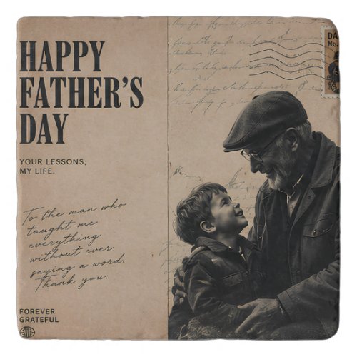 Happy Father's Day Vintage Letter and Grandpa  Trivet