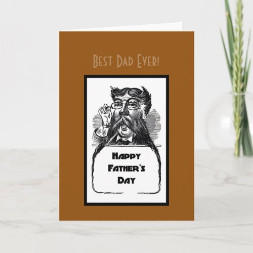 Happy Fathers Day Vintage Retro Drawing Card