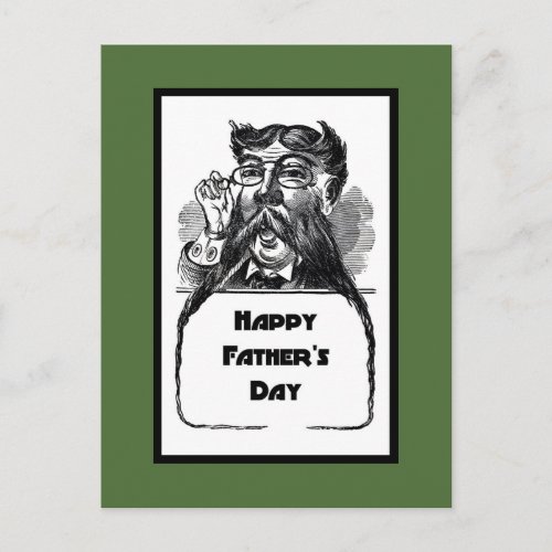 Happy Fathers Day Vintage Retro Drawing Postcard