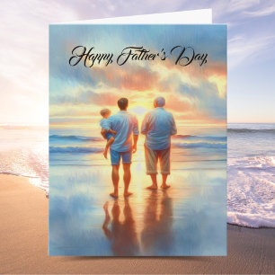 Happy Father's Day Watercolor Father, Son, Grandpa Card