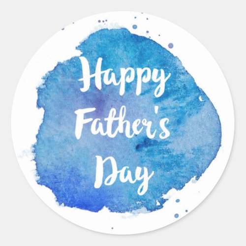 Happy Fathers DayWatercolor Splash Classic Round Sticker