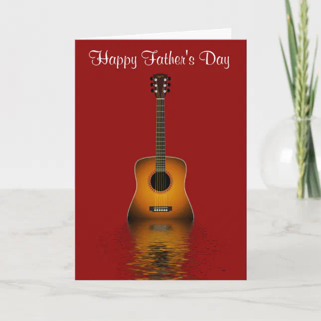 Happy Father's Day with acoustic guitar to Dad Card | Zazzle