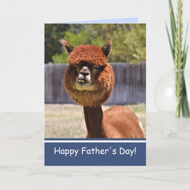 Happy Father's Day with funny Alpaca! Card (Front)