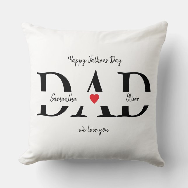 Happy Father's Day with Kids' Names -  Throw Pillow (Front)