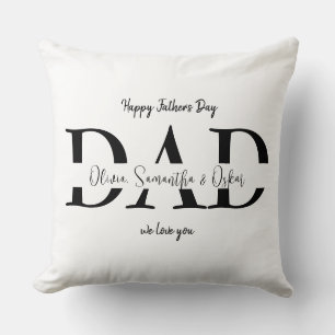 Happy Father's Day with Kids' Names - Throw Pillow