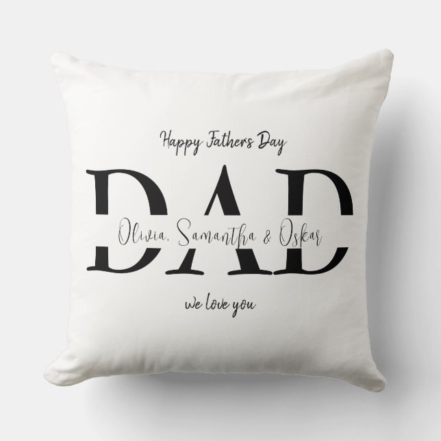 Happy Father's Day with Kids' Names -  Throw Pillow (Front)
