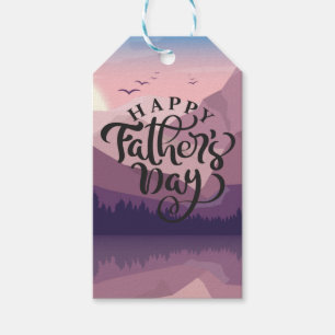 Happy Father's Day with mountains Plaque Gift Tags
