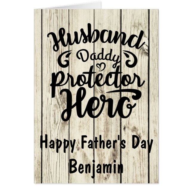 Happy Father's Day Wood Background Cards (Front)