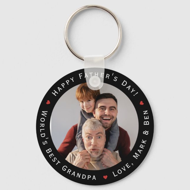 Happy Fathers Day World's Best Grandpa Cool Trendy Keychain (Front)