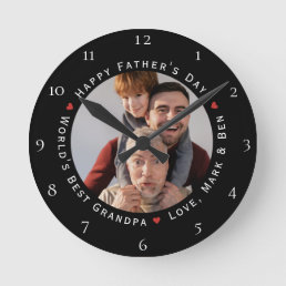 Happy Fathers Day World&#39;s Best Grandpa Cool Trendy Round Clock