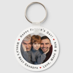 Happy Fathers Day World&#39;s Best Grandpa Modern Cool Keychain