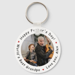 Happy Father&#39;s Day World&#39;s Best Grandpa Photo Cool Keychain