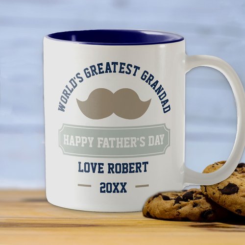 Happy Fathers Day _ Worlds Greatest Grandad Two_Tone Coffee Mug