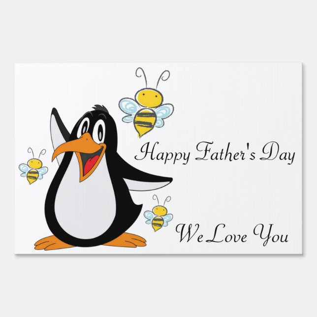 Happy Father's Day Yard Sign Penguin (Front)