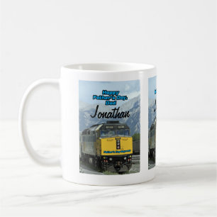 Happy Fathers Day Yellow Railroad Train Engine Coffee Mug