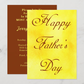 Happy Fathers Day Yellow Summer Picnic Party Invitation
