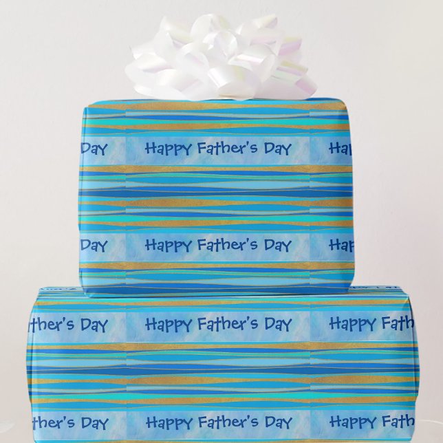 Happy Father's Day You Can Edit Text Blue Wrapping Paper (Creator Uploaded)
