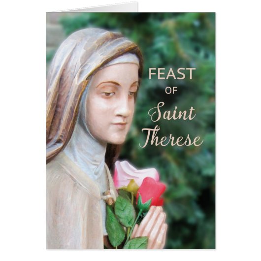 Happy Feast of St. Therese, Rose Cards (Front)