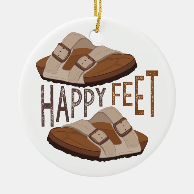 Happy Feet Ceramic Ornament (Front)