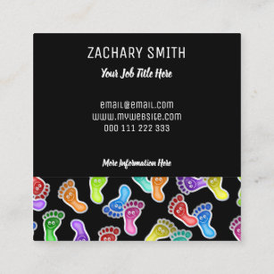 Happy Feet Footprint Background Template Square Business Card