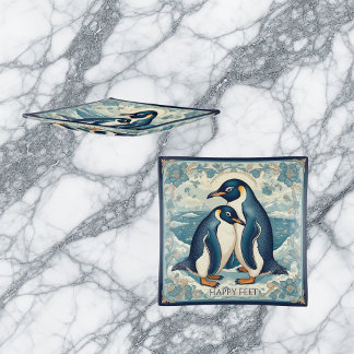 Happy Feet Penguin Ice Bird Couple Snow Ocean Art Trinket Tray