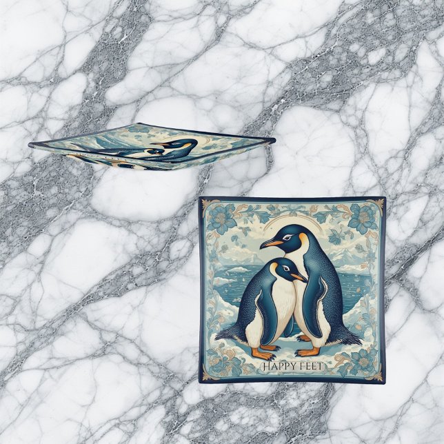 Happy Feet Penguin Ice Bird Couple Snow Ocean Art Trinket Tray (Happy Feet Penguin Ice Bird Couple Snow Ocean Art Trinket Tray)