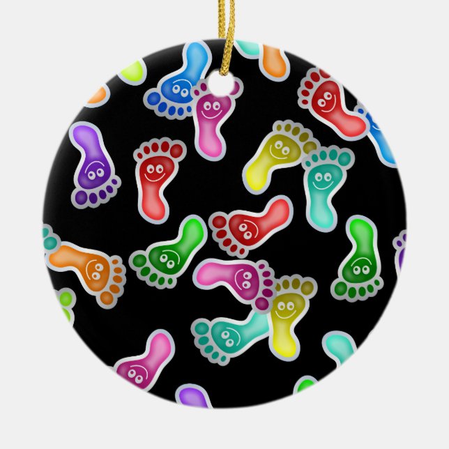 Happy Feet Wallpaper Ceramic Ornament (Front)