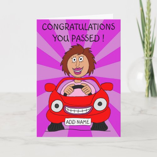 Happy Female Driver Just Passed Driving Test Card