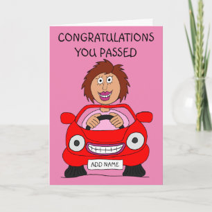 Happy Female Just Passed Driving Test Card