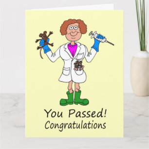 Happy Female Just Passed Medical Exam Card