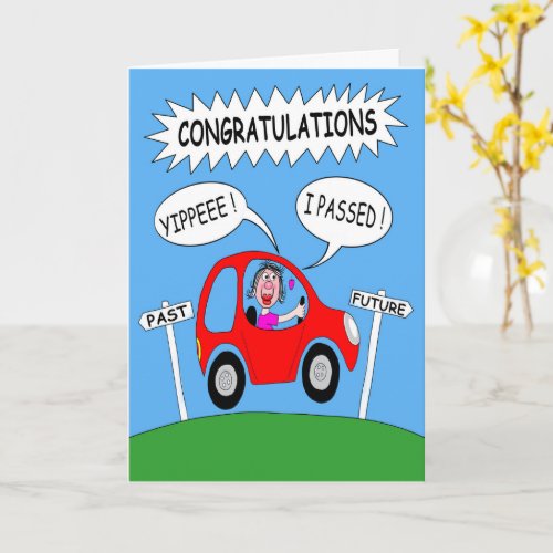 Happy Female Passed Driving Test  Card