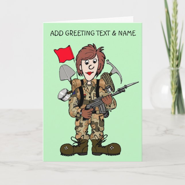 Happy female soldier card (Front)