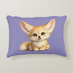 Happy Fennec Fox Cute Positive Vibes Design Accent Pillow